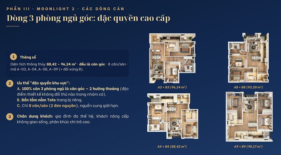 Thiết kế 3 phòng ngủ Căn hộ chung cư Moonlight 2 An Lạc Green Symphony mở bán